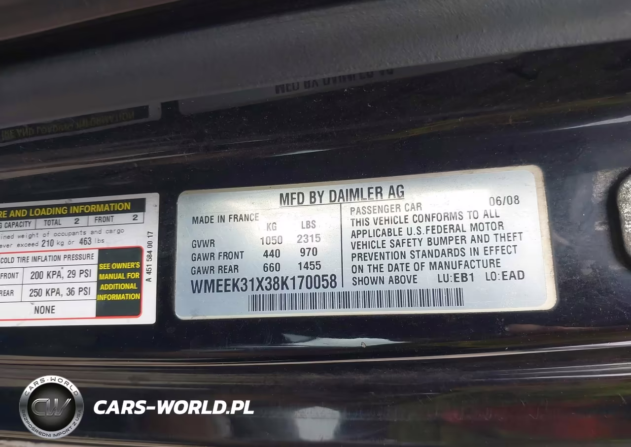 2008 SMART FORTWO PASSION VIN:WMEEK31X38K170058 - 9