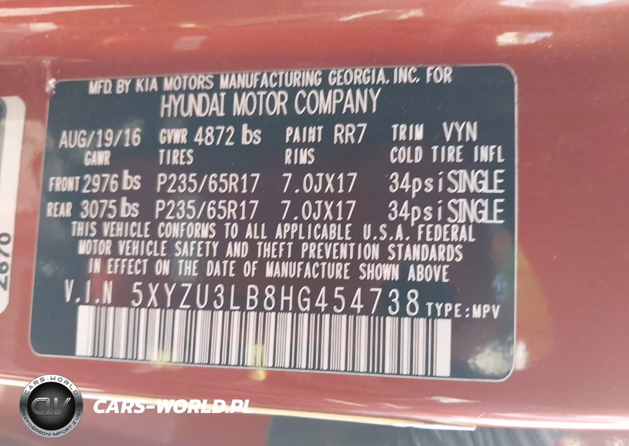 2017 Hyundai Santa Fe Sport 2.4L VIN:5XYZU3LB8HG454738 - 9