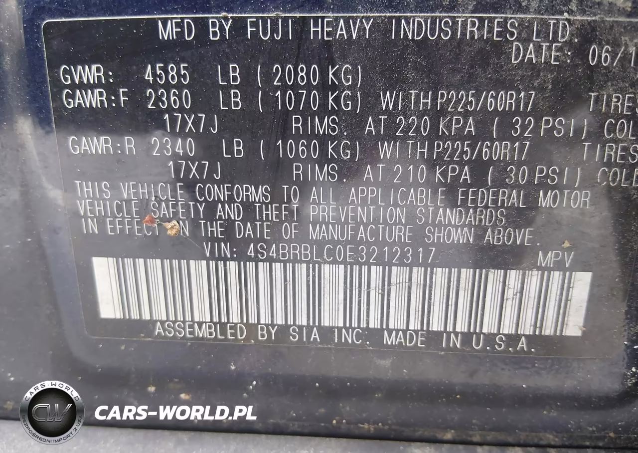 2014 Subaru Outback 2.5I Limited VIN:4S4BRBLC0E3212317 - 9