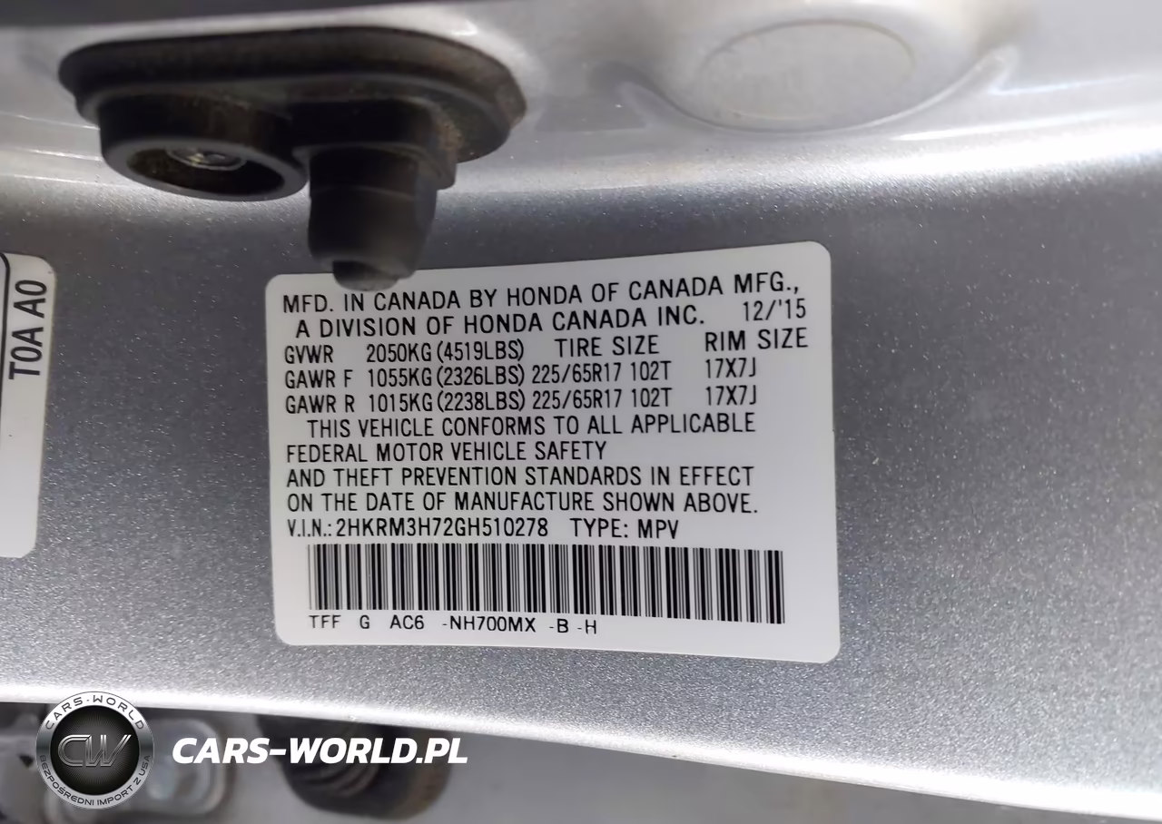 2016 Honda Cr-V Ex-L VIN:2HKRM3H72GH510278 - 9