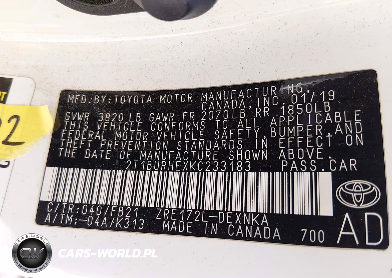 2019 Toyota Corolla Le VIN:2T1BURHEXKC233183 - 9