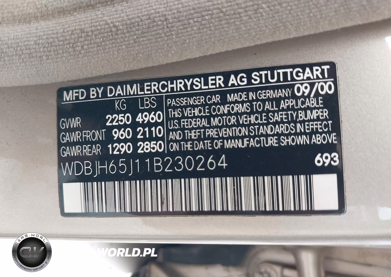 2001 Mercedes-Benz E 320 VIN:WDBJH65J11B230264 - 9