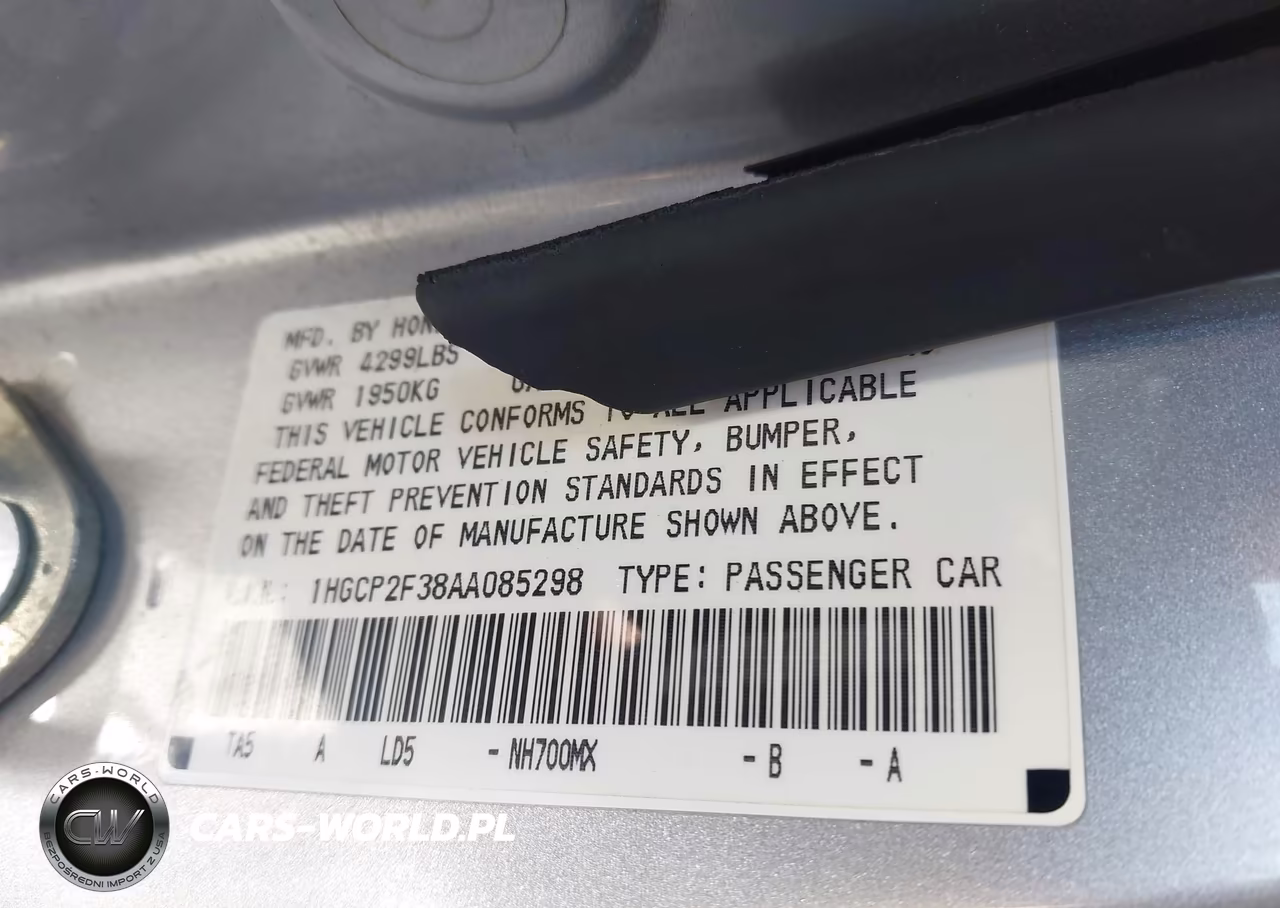 2010 Honda Accord 2.4 Lx VIN:1HGCP2F38AA085298 - 9