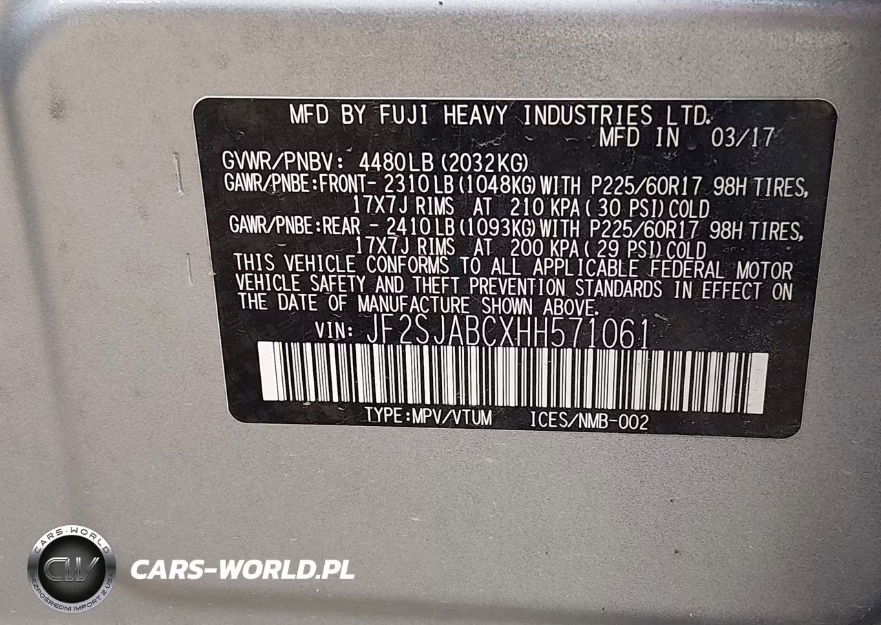 2017 Subaru Forester 2.5I VIN:JF2SJABCXHH571061 - 9