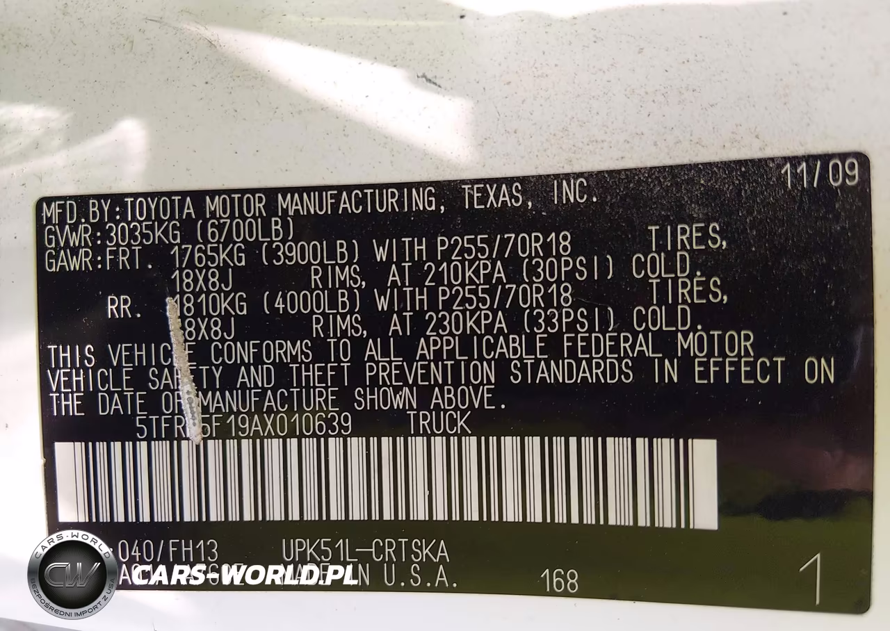 2010 Toyota Tundra Grade 4.6L V8 VIN:5TFRM5F19AX010639 - 9