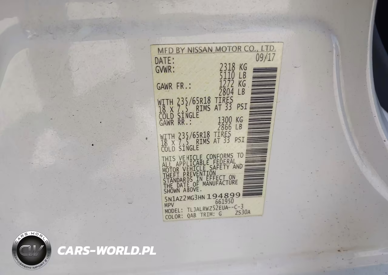 2017 Nissan Murano Sl VIN:5N1AZ2MG3HN194899 - 9