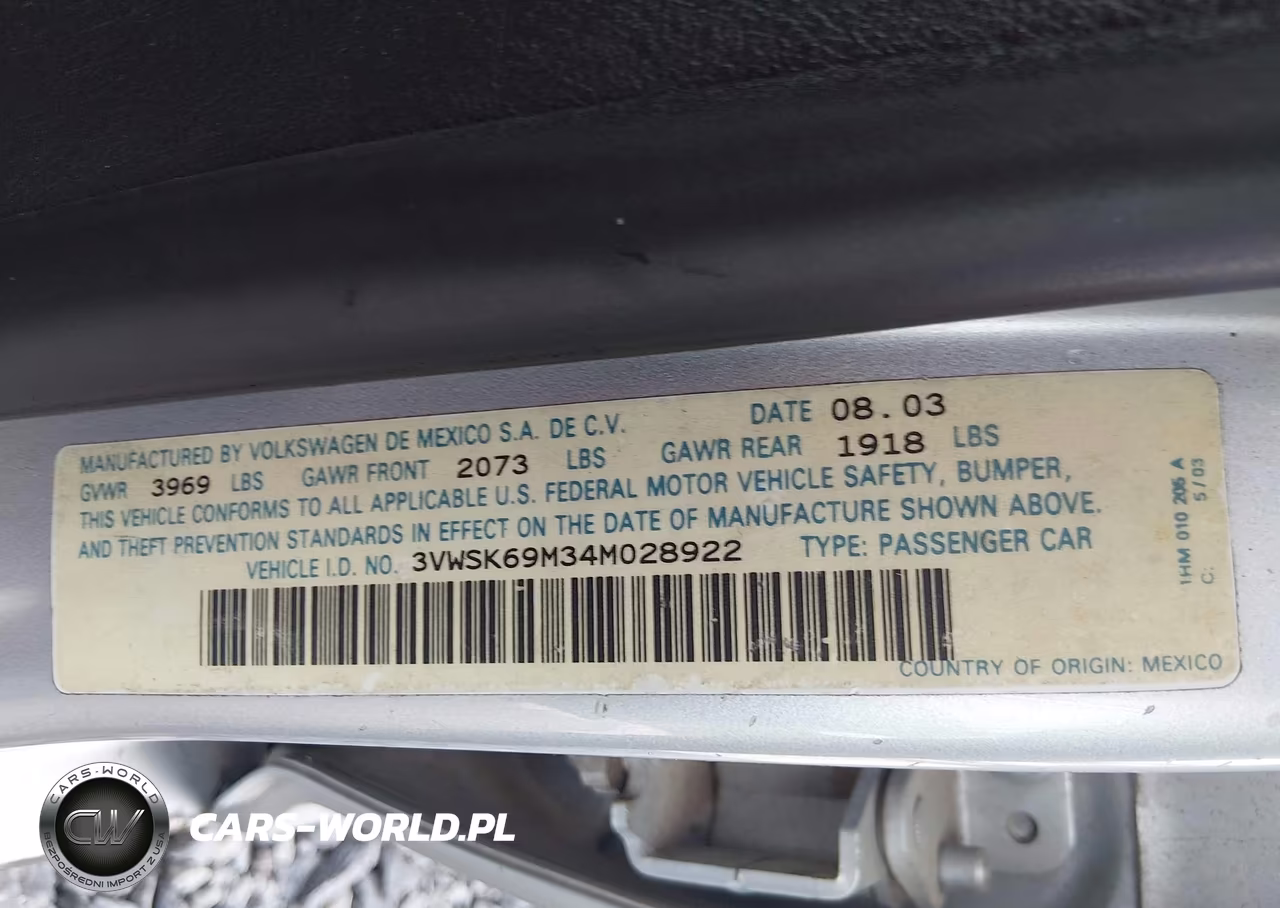 2004 Volkswagen Jetta Gls 2.0L VIN:3VWSK69M34M028922 - 9