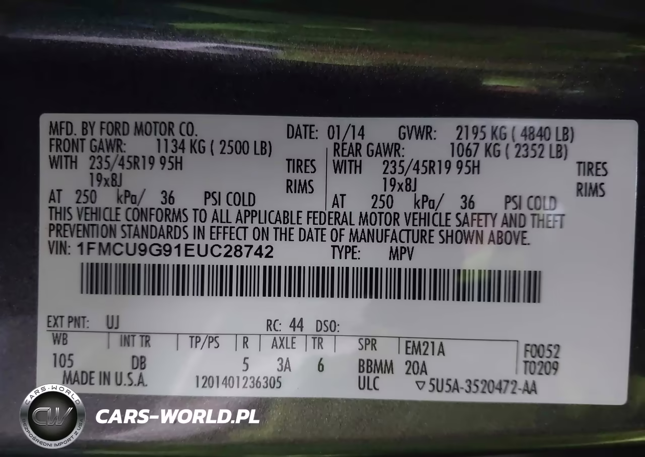 2014 Ford Escape Se VIN:1FMCU9G91EUC28742 - 9
