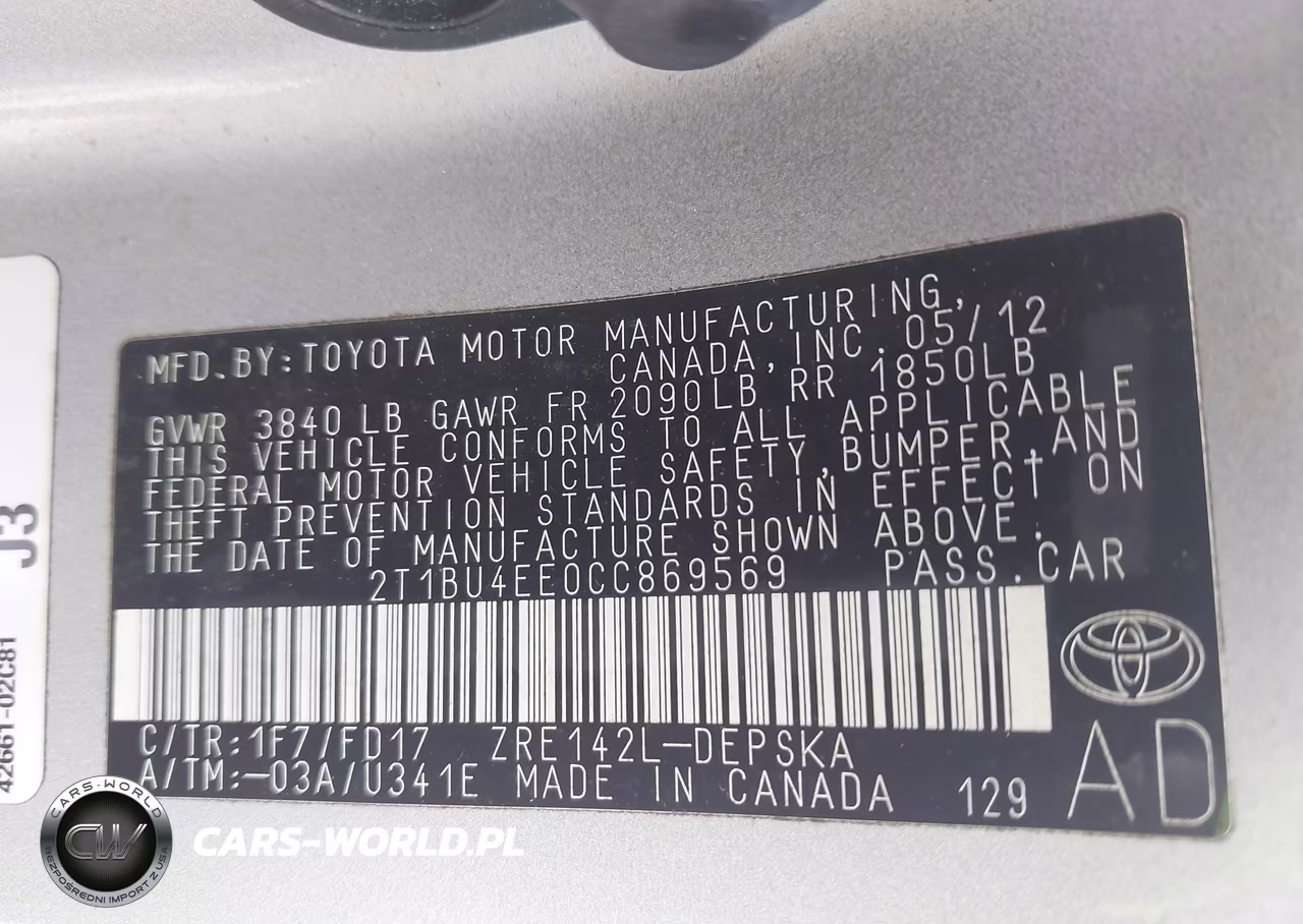 2012 Toyota Corolla S VIN:2T1BU4EE0CC869569 - 9