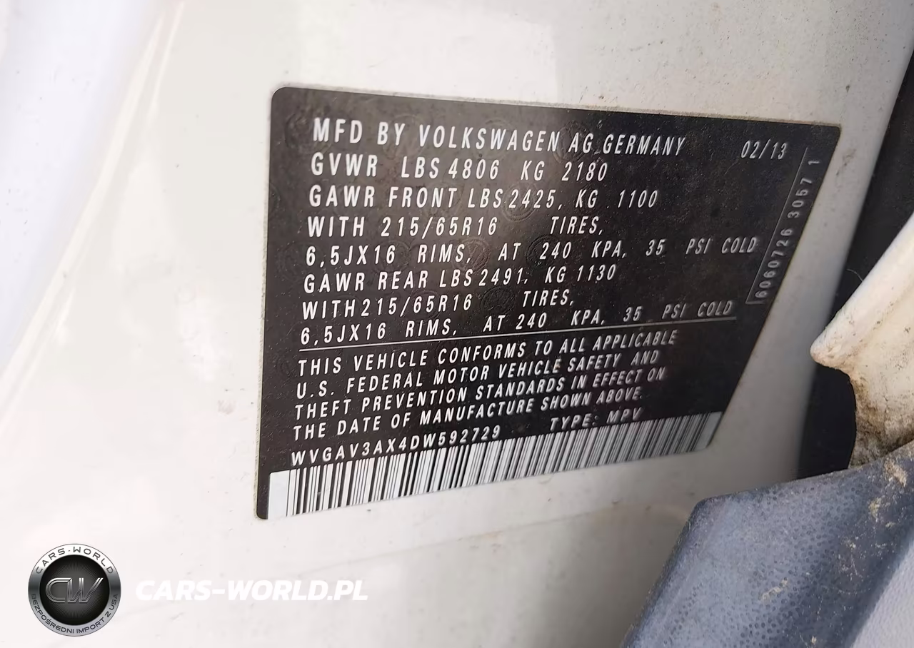 2013 Volkswagen Tiguan S VIN:WVGAV3AX4DW592729 - 9