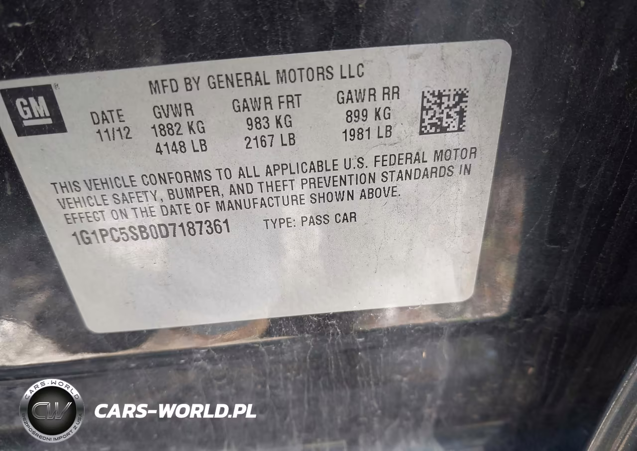 2013 Chevrolet Cruze 1Lt Auto VIN:1G1PC5SB0D7187361 - 9
