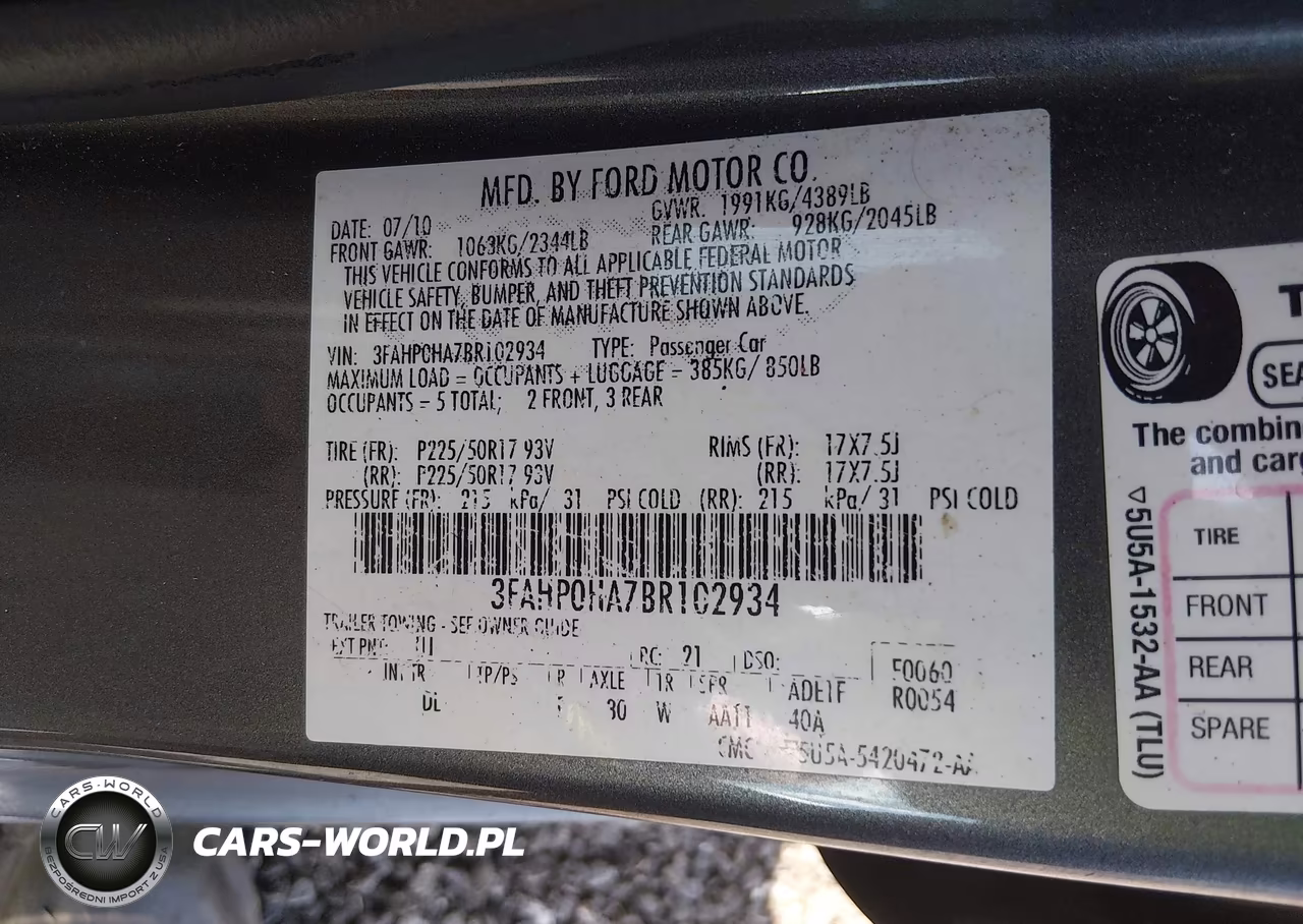 2011 Ford Fusion Se VIN:3FAHP0HA7BR102934 - 9