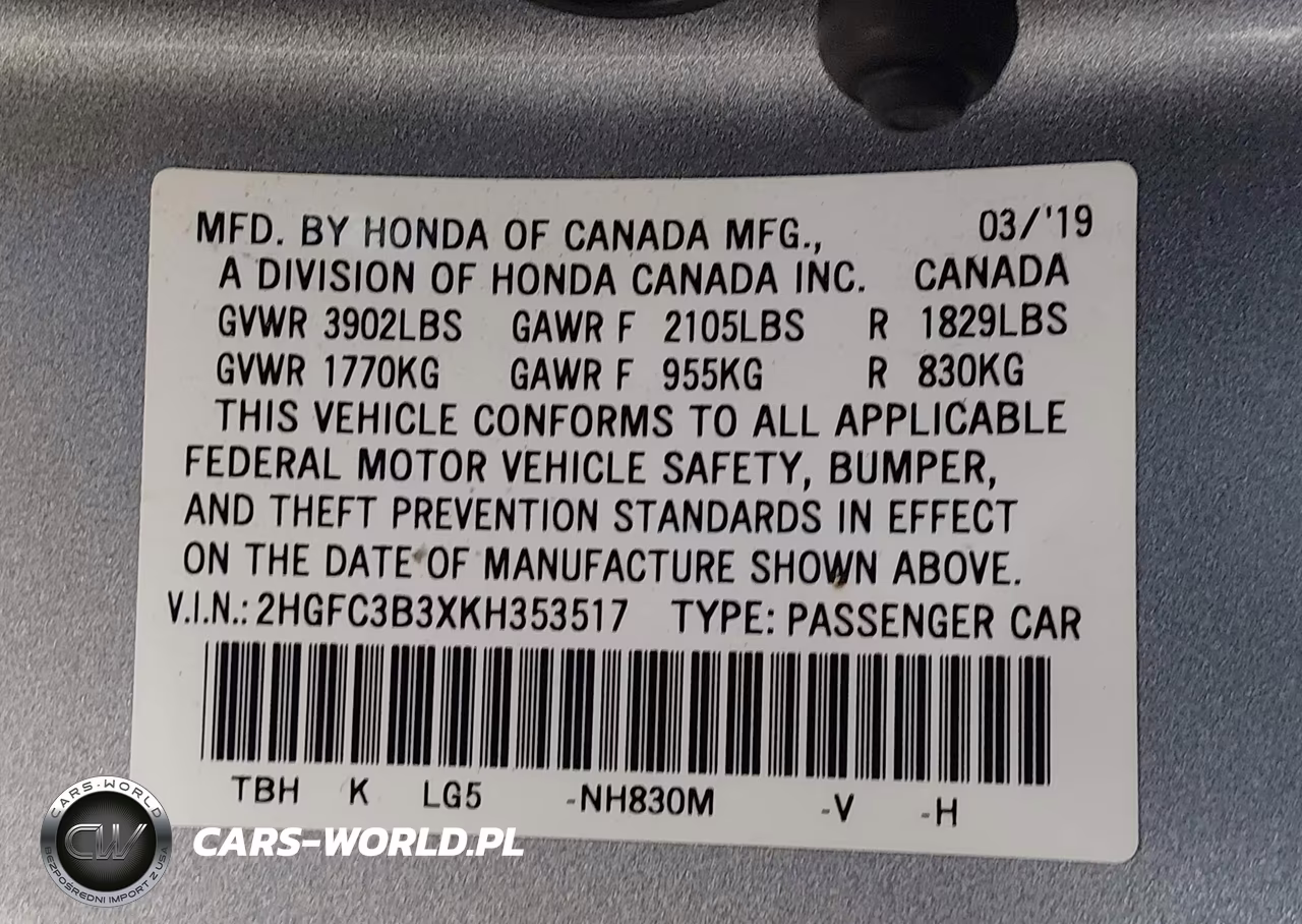 2019 Honda Civic Ex VIN:2HGFC3B3XKH353517 - 9