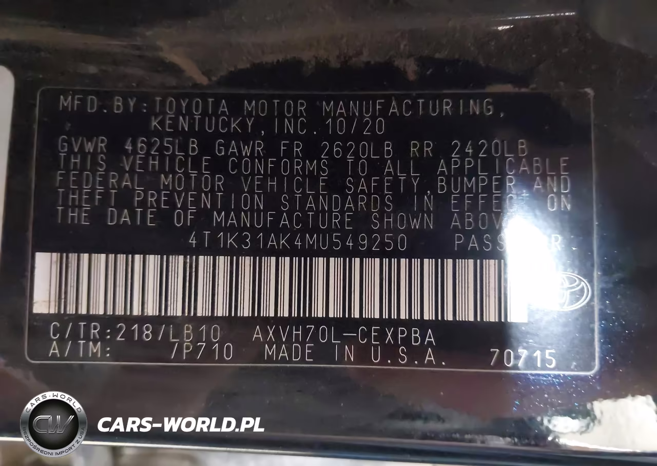 2021 Toyota Camry Xse Hybrid VIN:4T1K31AK4MU549250 - 9