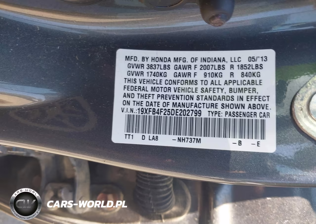 2013 Honda Civic Hybrid VIN:19XFB4F25DE202799 - 9