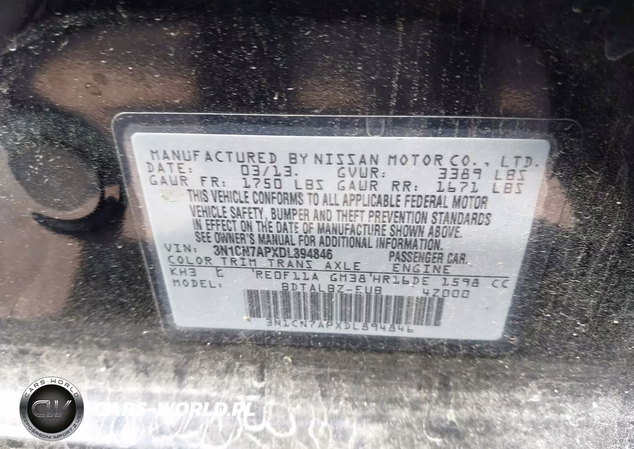 2013 Nissan Versa 1.6 Sv VIN:3N1CN7APXDL894846 - 9