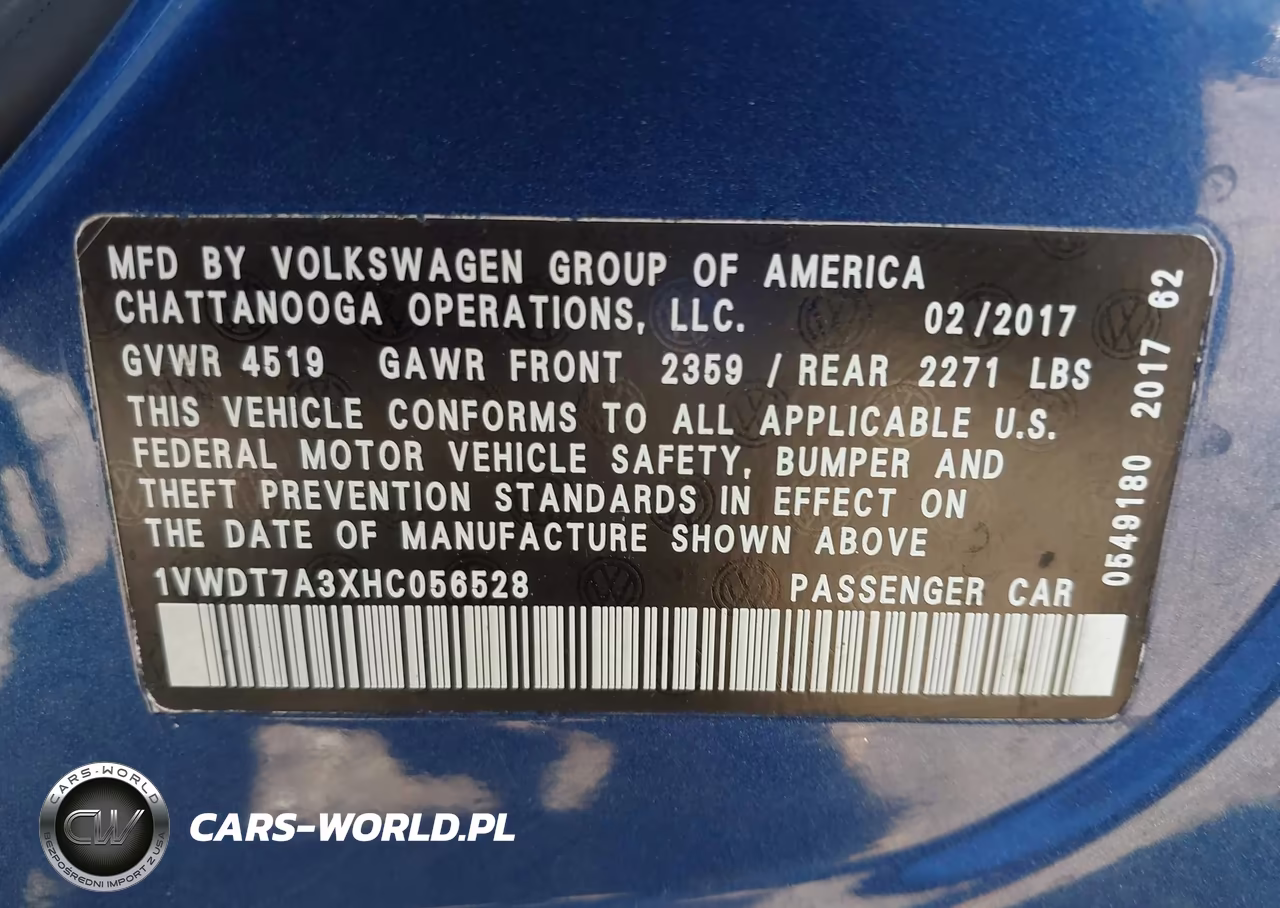 2017 Volkswagen Passat 1.8T R-Line VIN:1VWDT7A3XHC056528 - 9