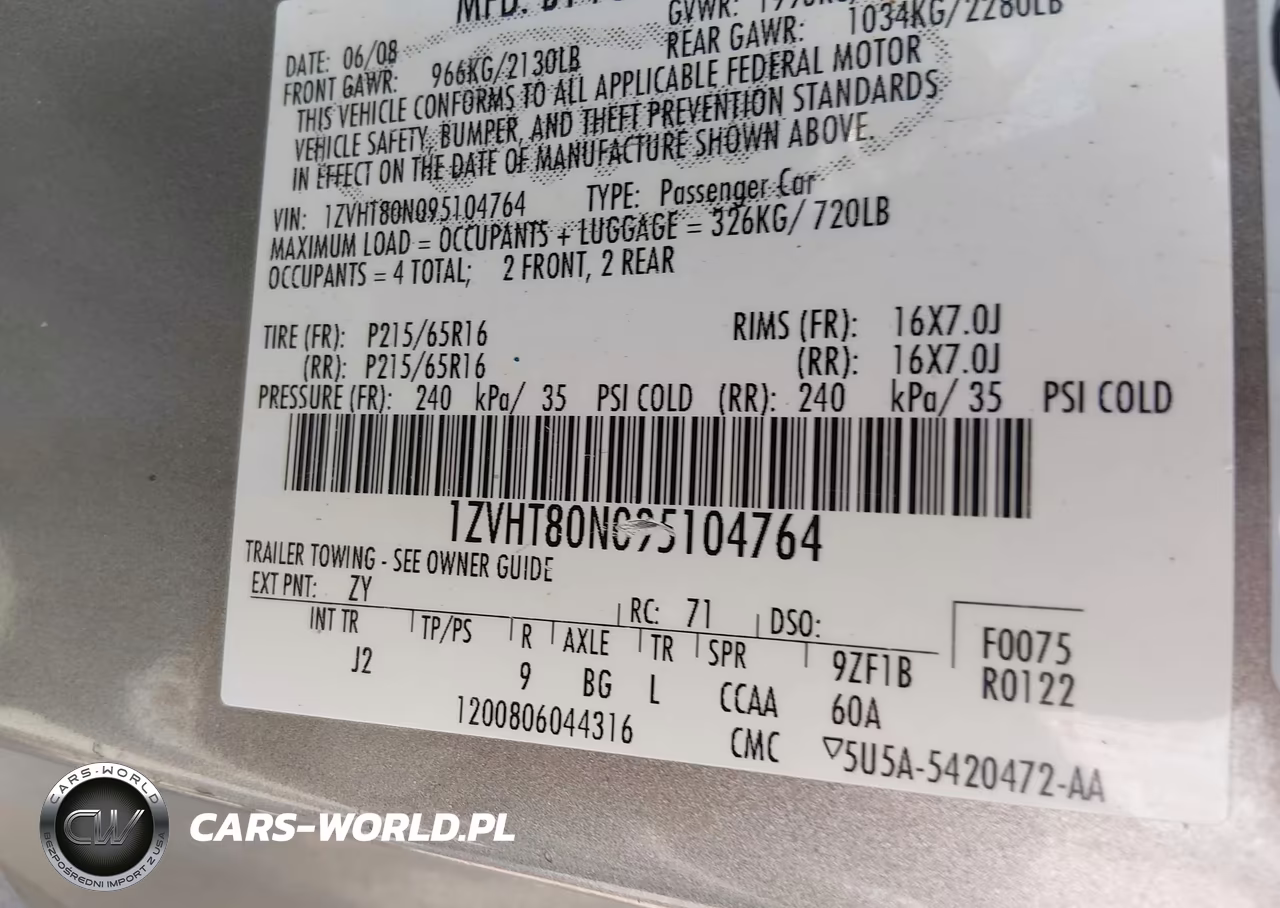 2009 Ford Mustang V6 Premium VIN:1ZVHT80N095104764 - 9