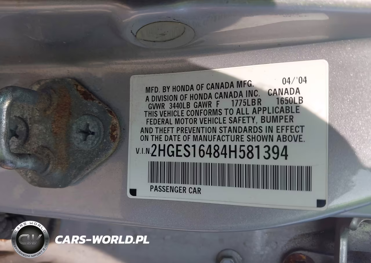 2004 Honda Civic Vp VIN:2HGES16484H581394 - 9