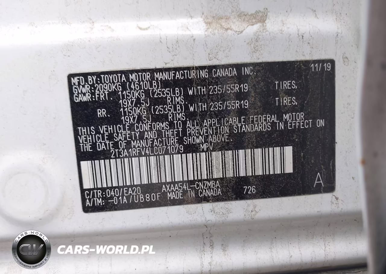 2020 Toyota Rav4 Xle Premium VIN:2T3A1RFV4LC071079 - 7