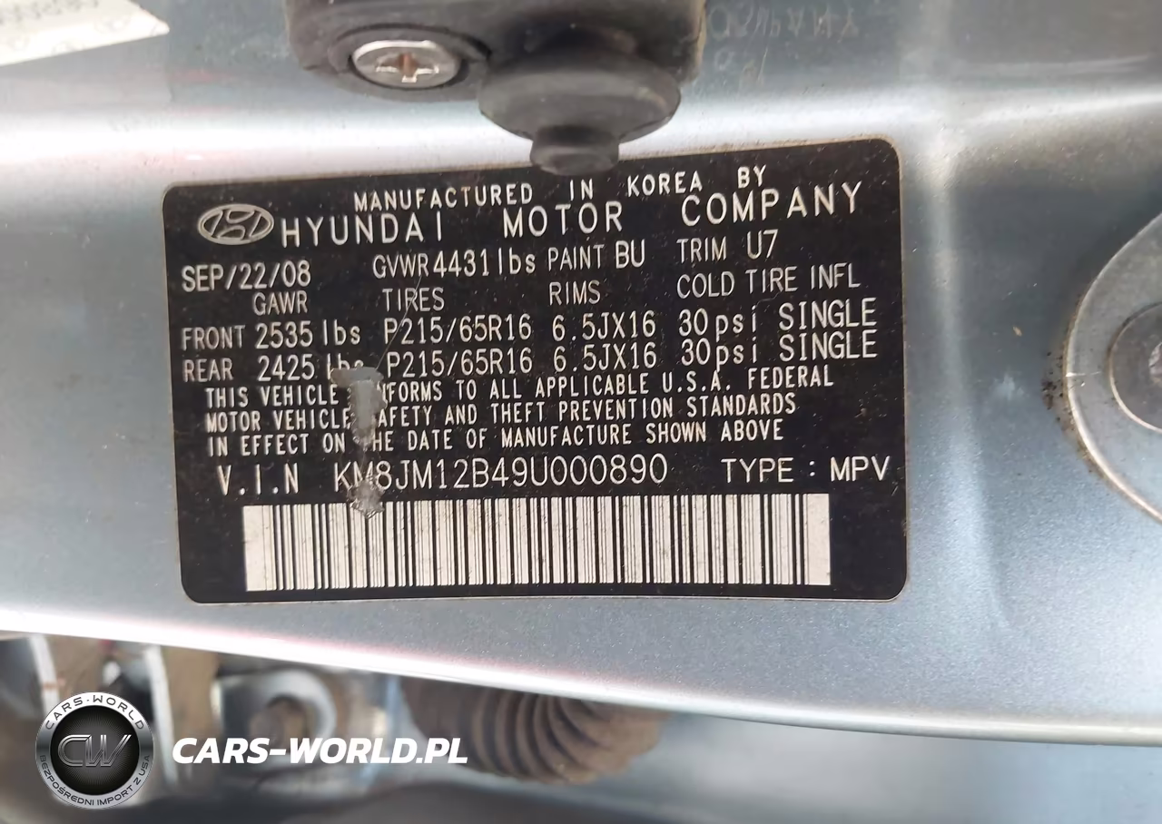 2009 Hyundai Tucson Gls VIN:KM8JM12B49U000890 - 9