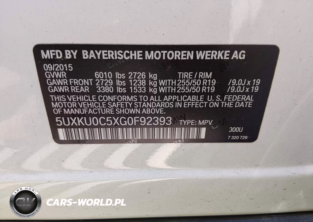 2016 BMW X6 Sdrive35I VIN:5UXKU0C5XG0F92393 - 9