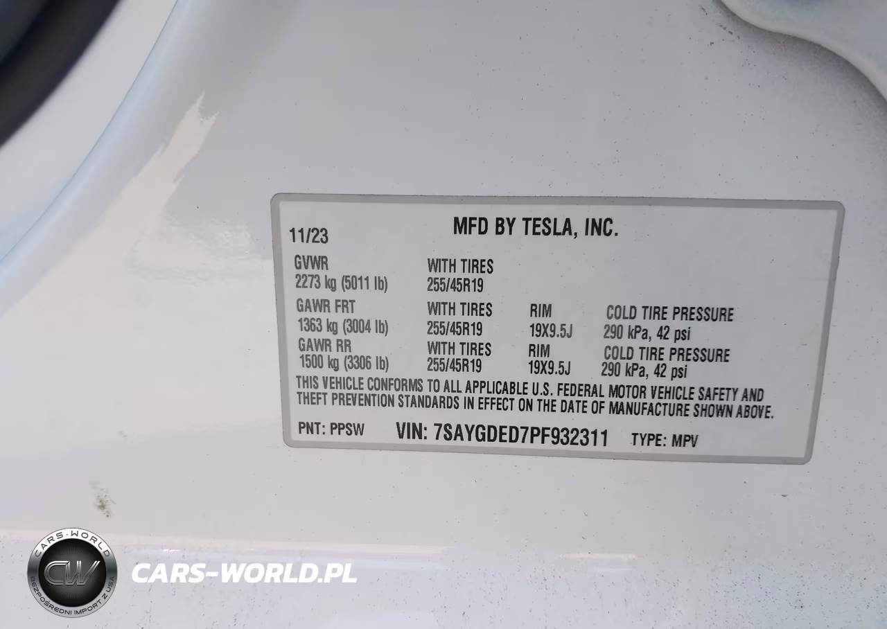 2023 Tesla Model Y Rwd VIN:7SAYGDED7PF932311 - 9