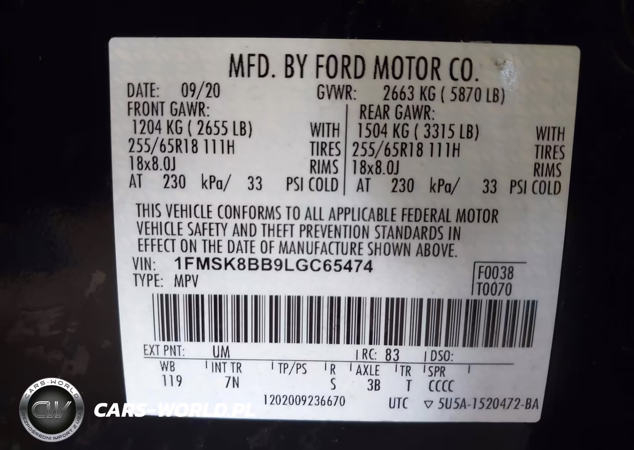 2020 Ford Explorer VIN:1FMSK8BB9LGC65474 - 9