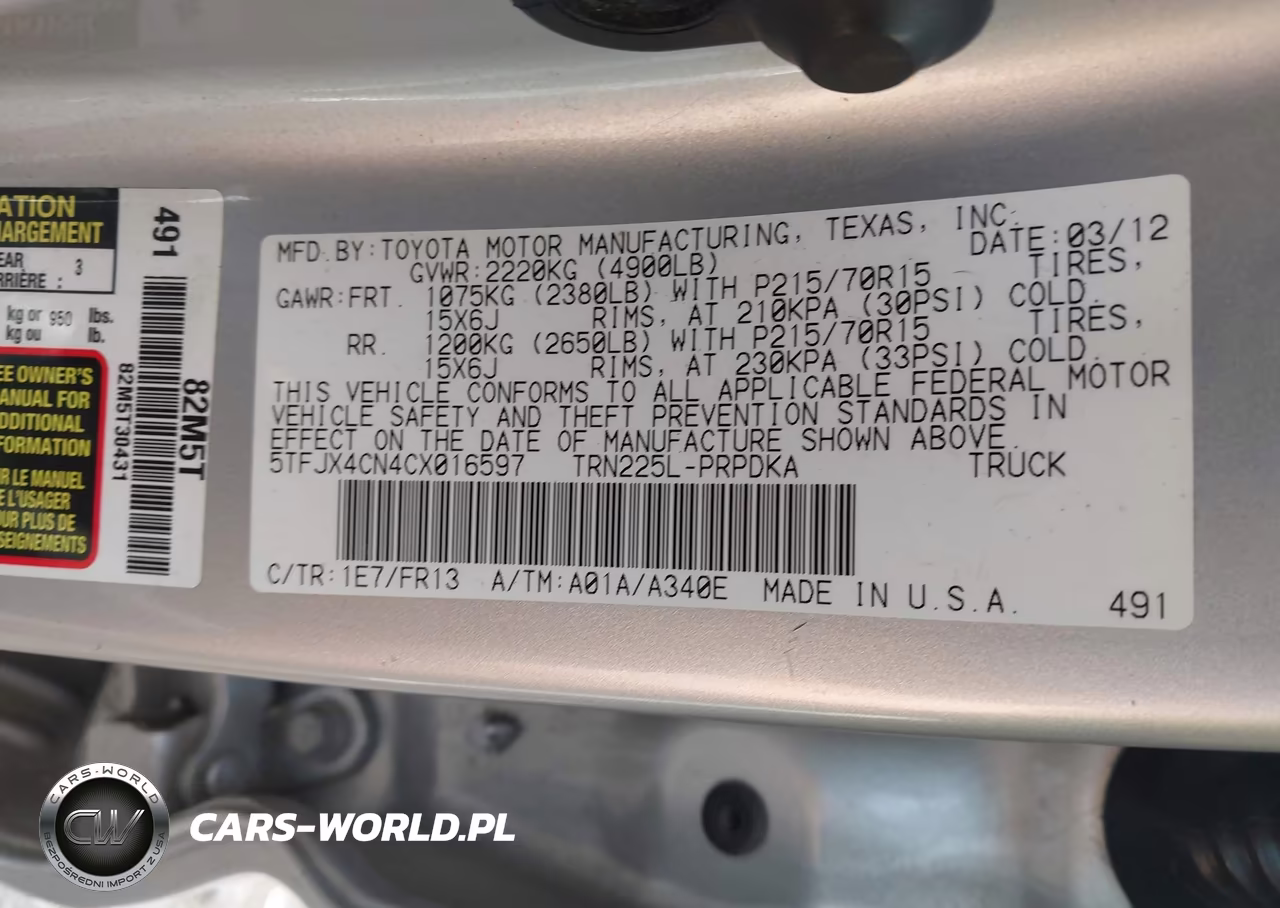 2012 Toyota Tacoma VIN:5TFJX4CN4CX016597 - 9