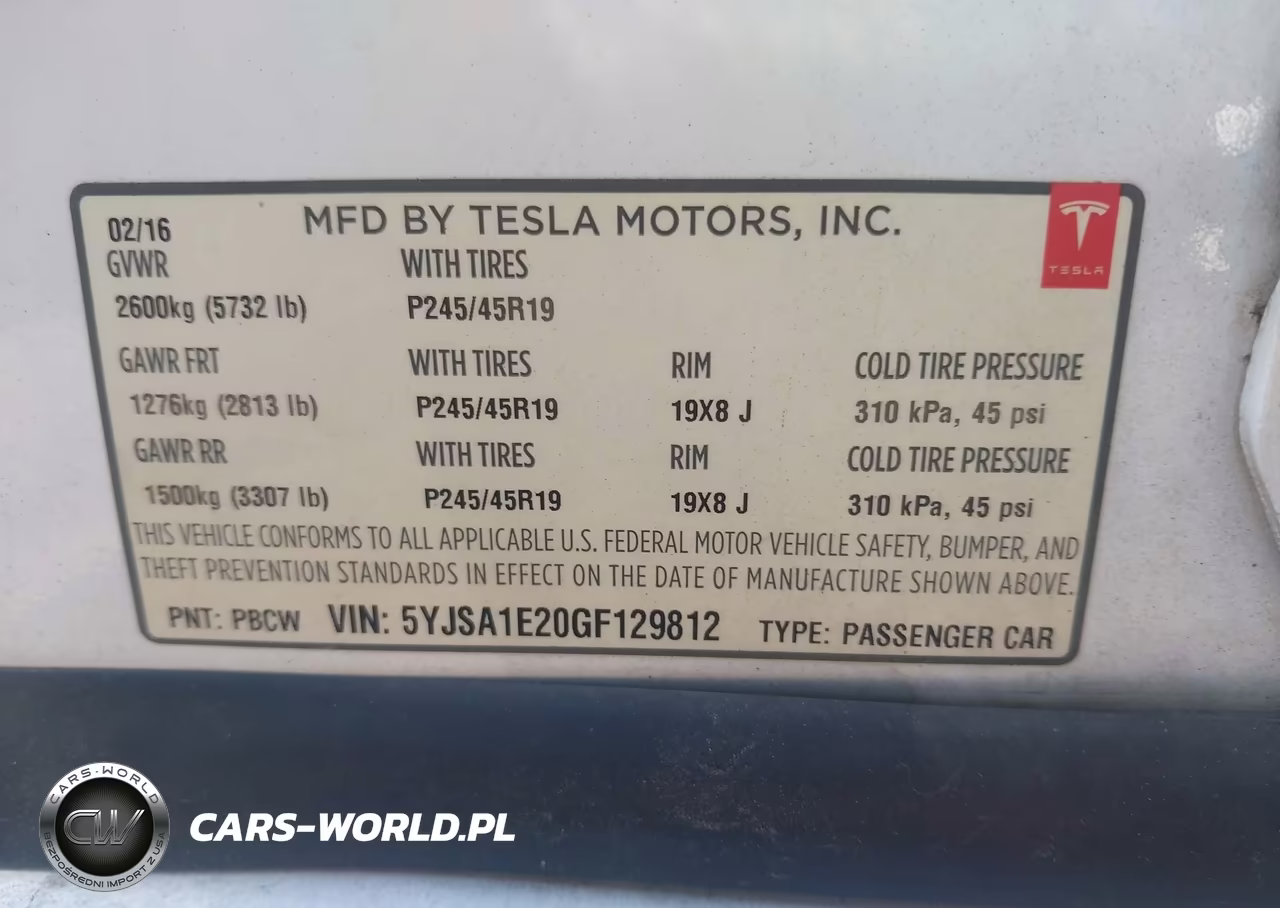 2016 Tesla Model S 60D-70D-75D-85D-90D VIN:5YJSA1E20GF129812 - 9