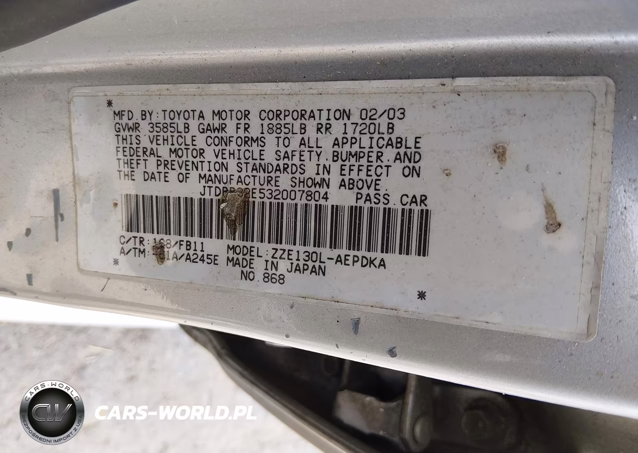 2003 Toyota Corolla Ce VIN:JTDBR32E532007804 - 9