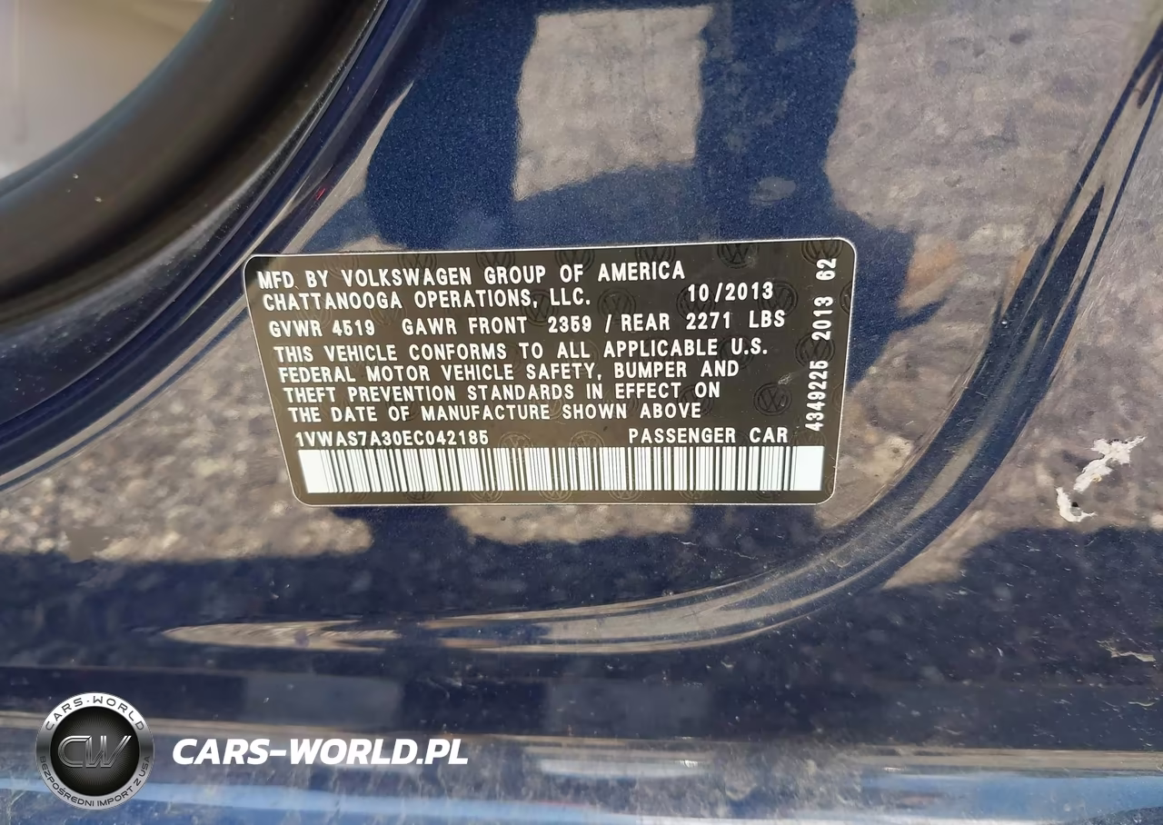 2014 Volkswagen Passat 1.8T S VIN:1VWAS7A30EC042185 - 9