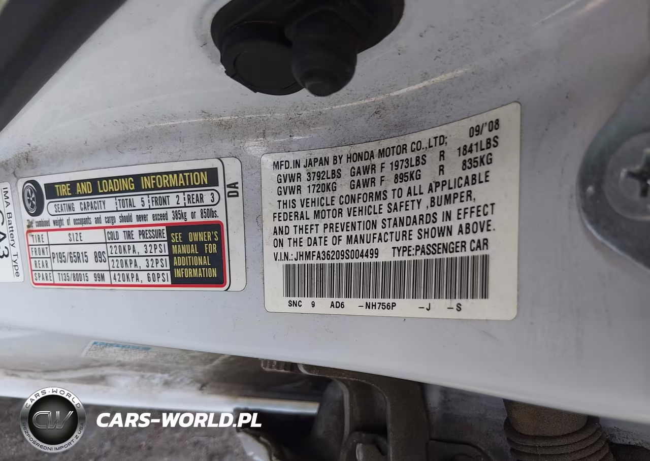 2009 Honda Civic Hybrid VIN:JHMFA36209S004499 - 9