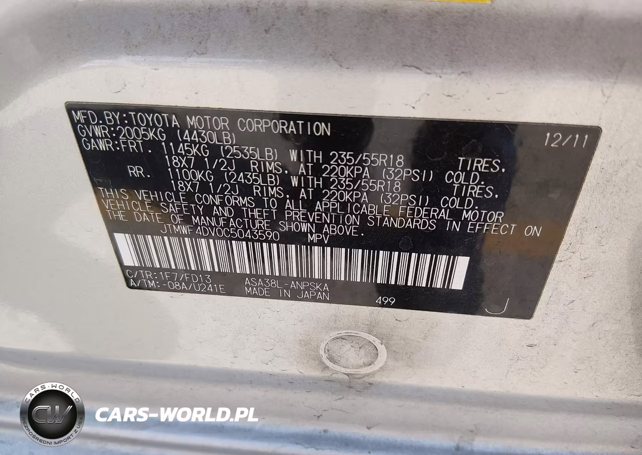 2012 Toyota Rav4 Sport VIN:JTMWF4DV0C5043590 - 9