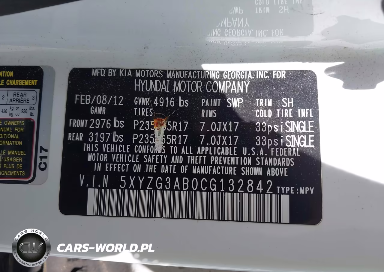2012 Hyundai Santa Fe Gls VIN:5XYZG3AB0CG132842 - 9