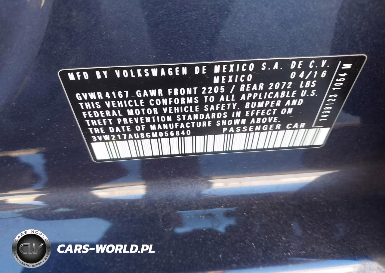 2016 Volkswagen Golf Tsi S 4-Door VIN:3VW217AU8GM056840 - 9