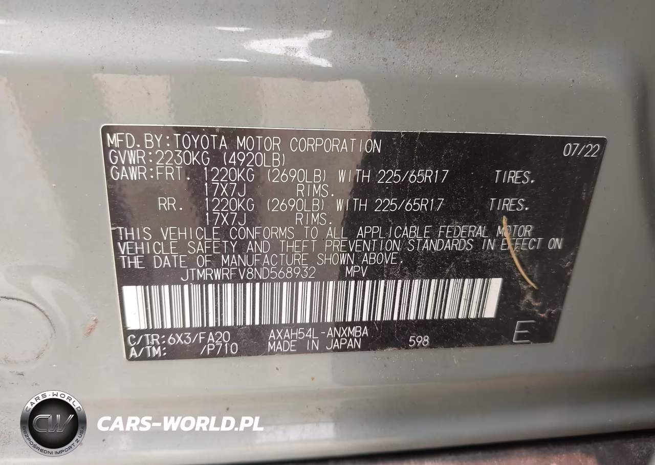 2022 Toyota Rav4 Hybrid Xle VIN:JTMRWRFV8ND568932 - 9