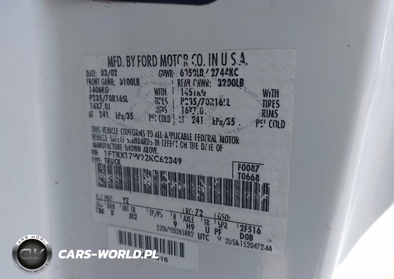 2002 Ford F-150 Lariat-Xl-Xlt VIN:1FTRX17W92KC62349 - 9