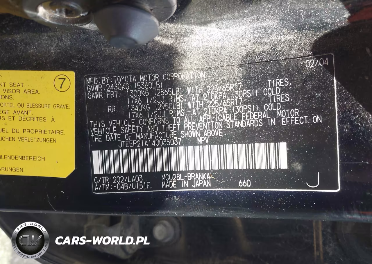 2004 Toyota Highlander Limited V6 VIN:JTEEP21A140035037 - 9