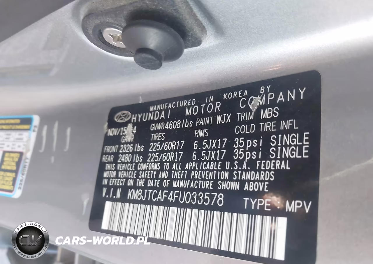 2015 Hyundai Tucson Gls VIN:KM8JTCAF4FU033578 - 9