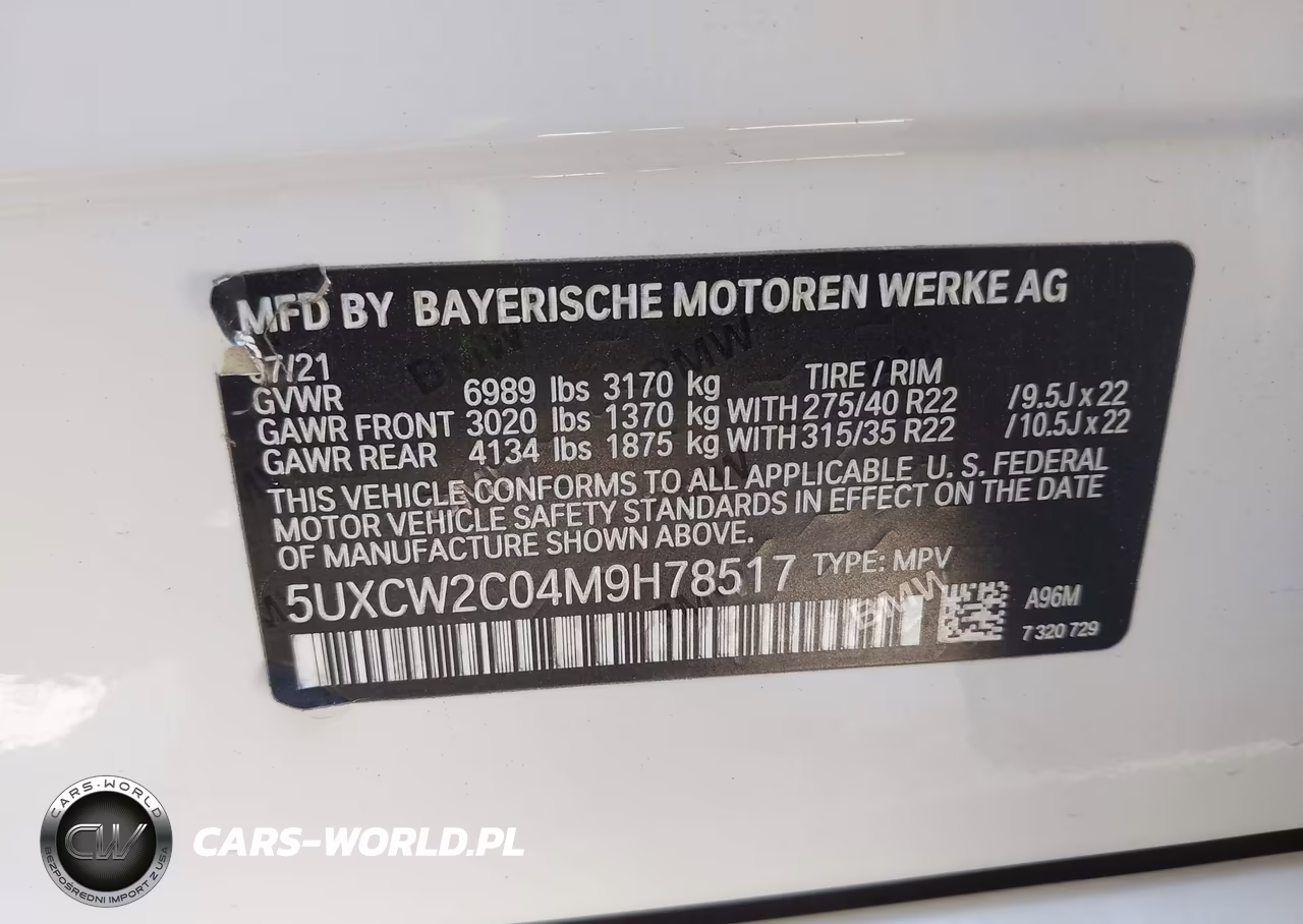 2021 BMW X7 xDrive40I VIN:5UXCW2C04M9H78517 - 9
