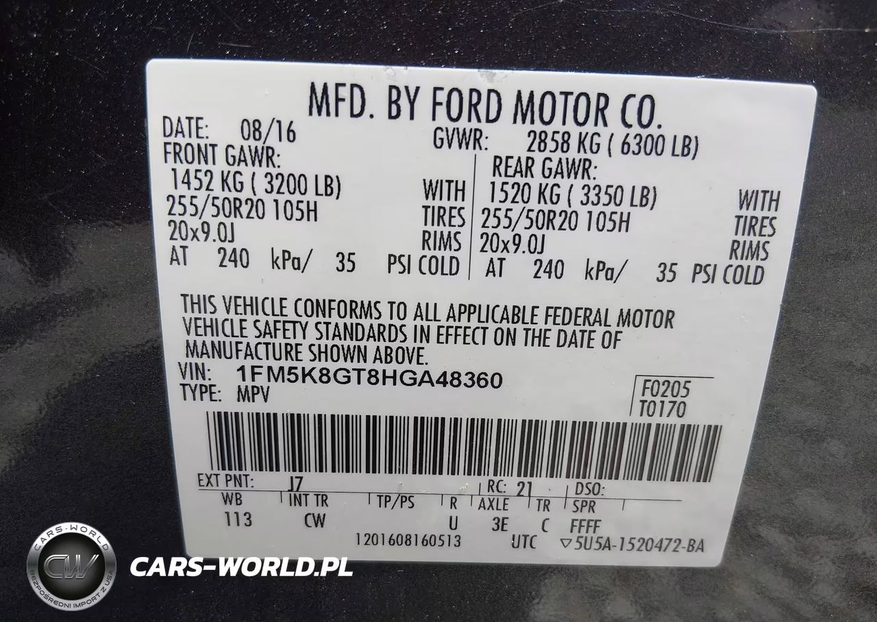 2017 Ford Explorer Sport VIN:1FM5K8GT8HGA48360 - 9