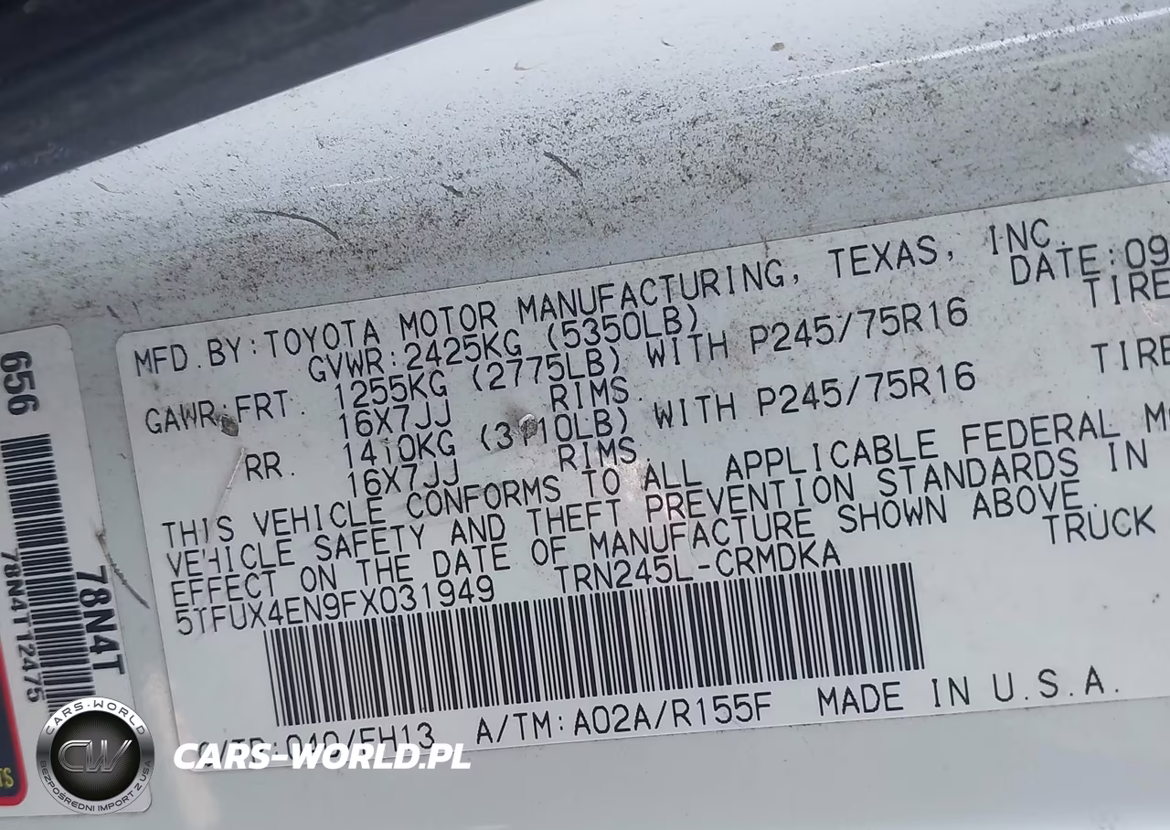 2015 Toyota Tacoma VIN:5TFUX4EN9FX031949 - 9