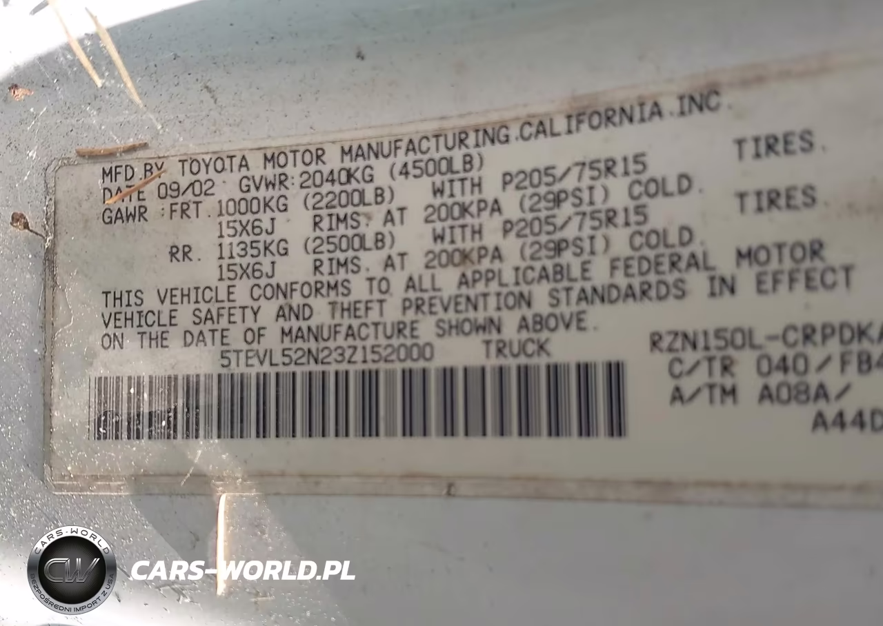 2003 Toyota Tacoma VIN:5TEVL52N23Z152000 - 9