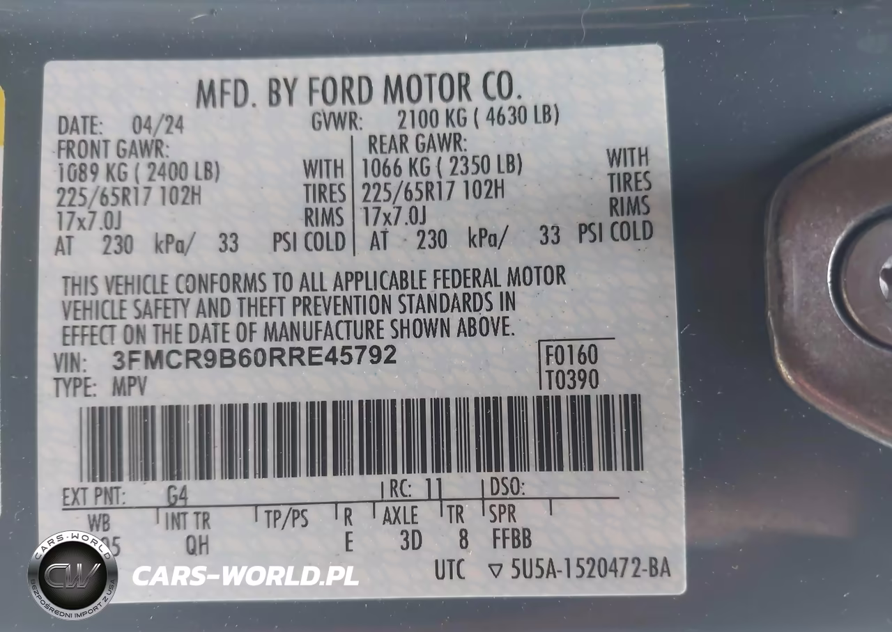 2024 Ford Bronco Sport Big Bend VIN:3FMCR9B60RRE45792 - 9