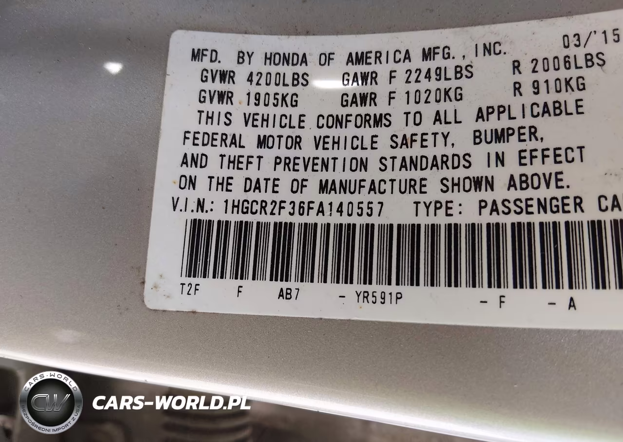 2015 Honda Accord Lx VIN:1HGCR2F36FA140557 - 9