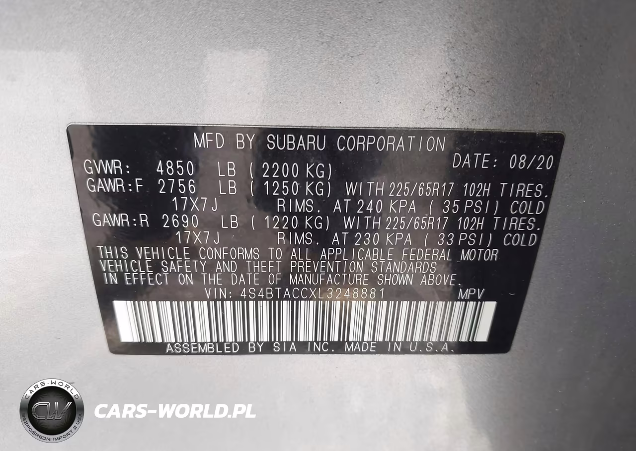 2020 Subaru Outback Premium VIN:4S4BTACCXL3248881 - 9