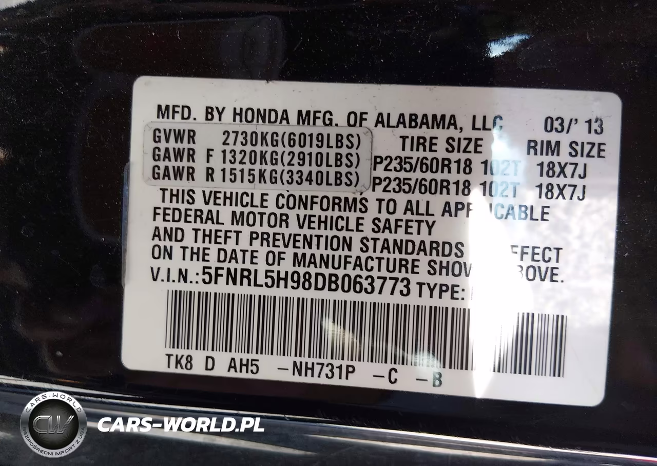 2013 Honda Odyssey Touring-Touring Elite VIN:5FNRL5H98DB063773 - 9