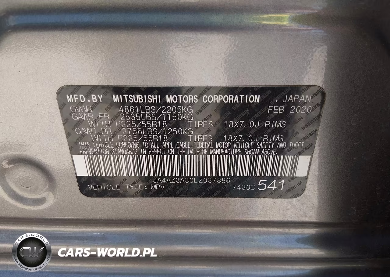 2020 Mitsubishi Outlander Es 2.4 S-Awc-Le 2.4 S-Awc-Se 2.4 S-Awc-Sel 2.4 S-Awc-Sp 2.4 S-Awc VIN:JA4AZ3A30LZ037886 - 9