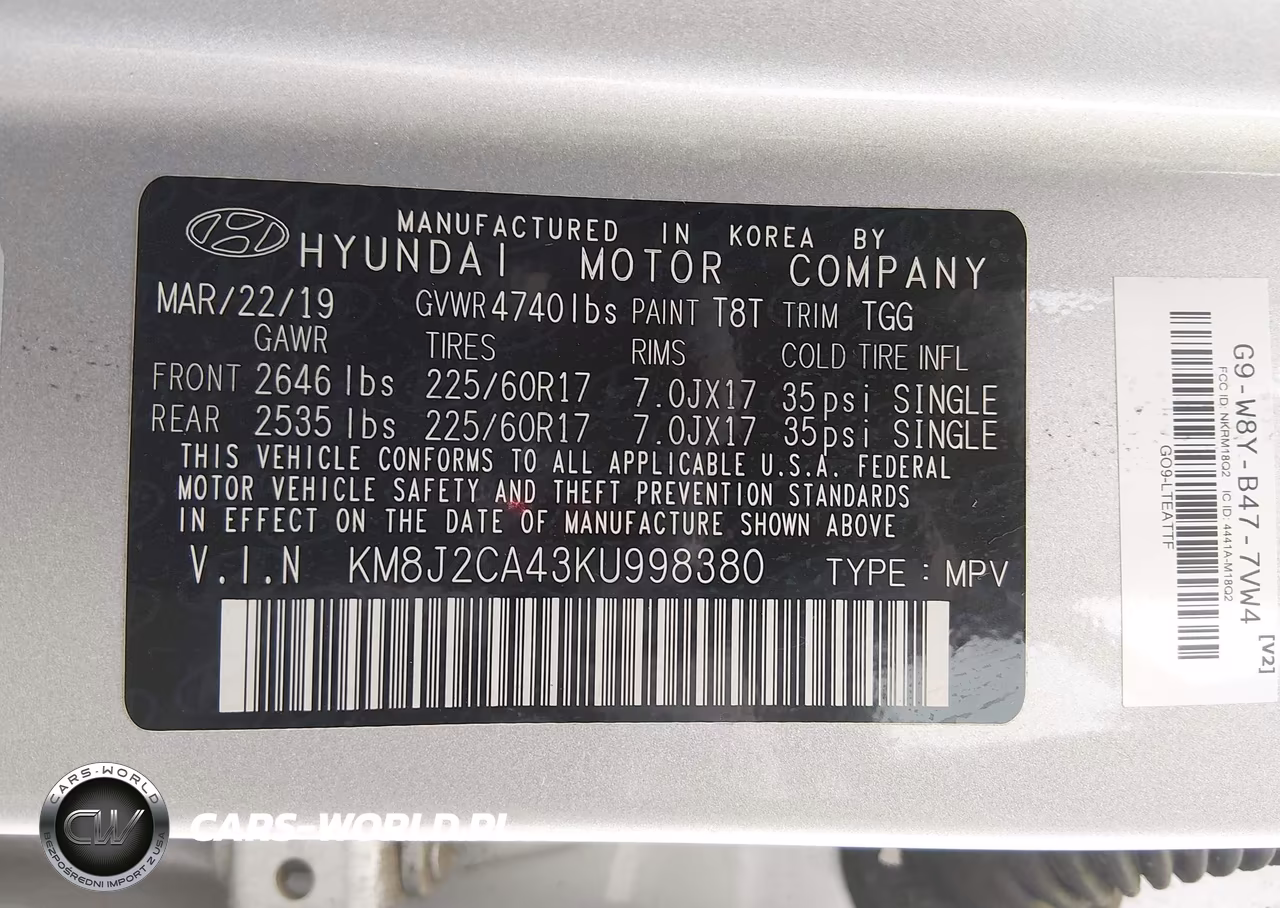 2019 Hyundai Tucson Se VIN:KM8J2CA43KU998380 - 9